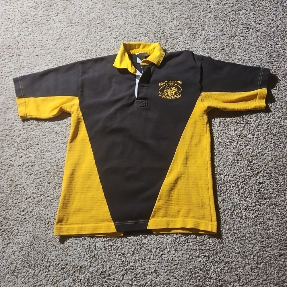 Barbarian Rugby Wear Shirt‎ Womens Large Fort Collins Women's Rugby Black Yellow